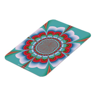Ímã Arte abstrato de Mandala Psicodélico Retro em Flor