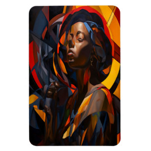 Ímã Arte Abstrato de Retrato Afrocêntrica Vibrante
