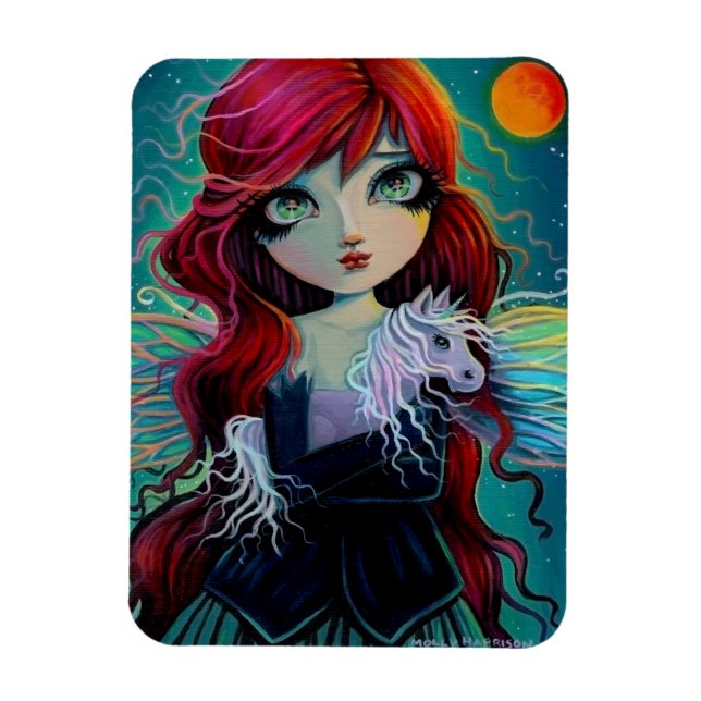 Ímã Arte Ametist Unicorn Fairy Fantasy (Vertical)
