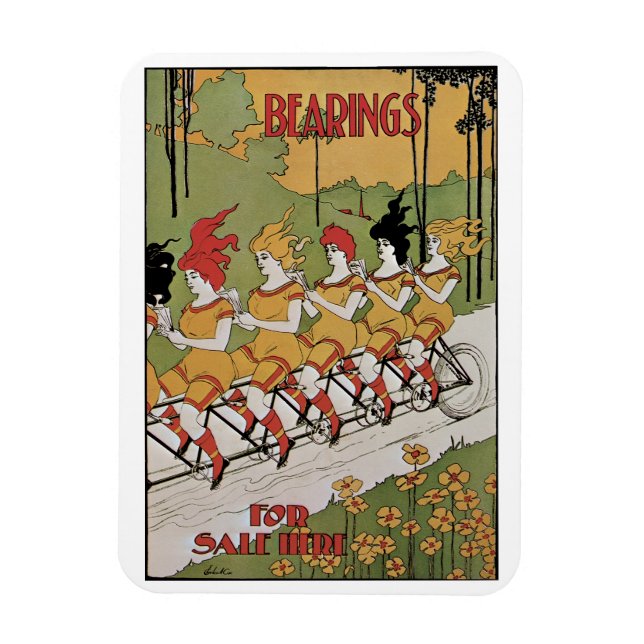 Ímã Arte Antiga Moderna, Bicicleta Tandem Rolamentos (Vertical)