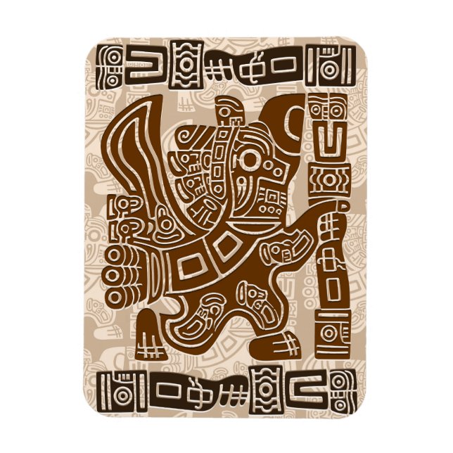 Ímã Arte Antiga Tribal do Guerreiro de Águia Asteca (Vertical)