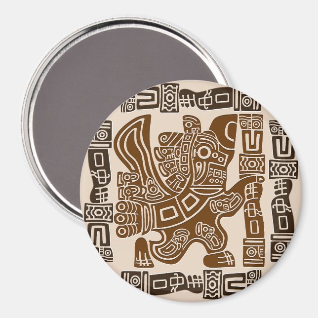 Imã Arte Antiga Tribal do Guerreiro de Águia Asteca (Front/Back)