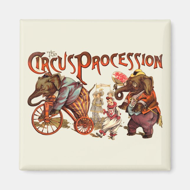 Imã Arte Antiguária Elefante de Procissão Circus (Frente)