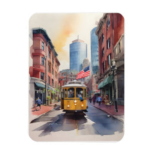 Ímã Arte aquarela de Boston