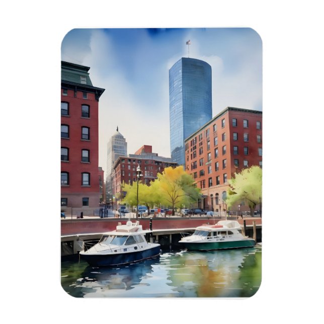 Ímã Arte aquarela de Boston (Vertical)