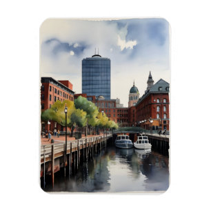 Ímã Arte aquarela de Boston