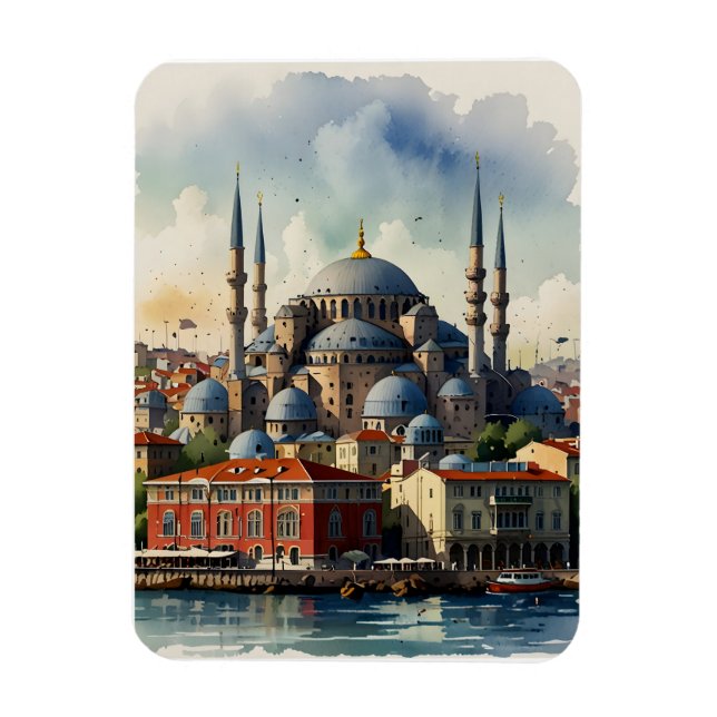 Ímã Arte aquarela de Istambul (Vertical)