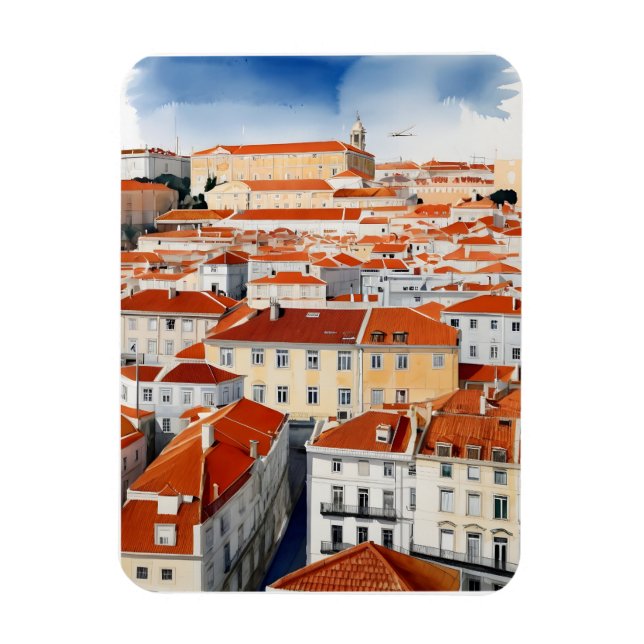 Ímã Arte aquarela de Lisboa (Vertical)