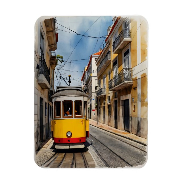Ímã Arte aquarela de Lisboa (Vertical)
