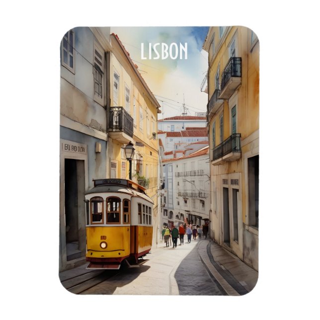 Ímã Arte aquarela de Lisboa (Vertical)