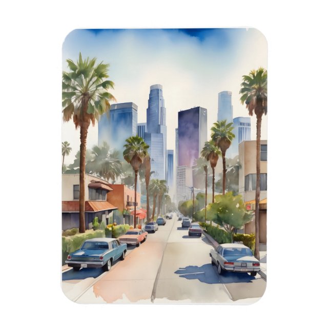 Ímã Arte aquarela de Los Angeles (Vertical)
