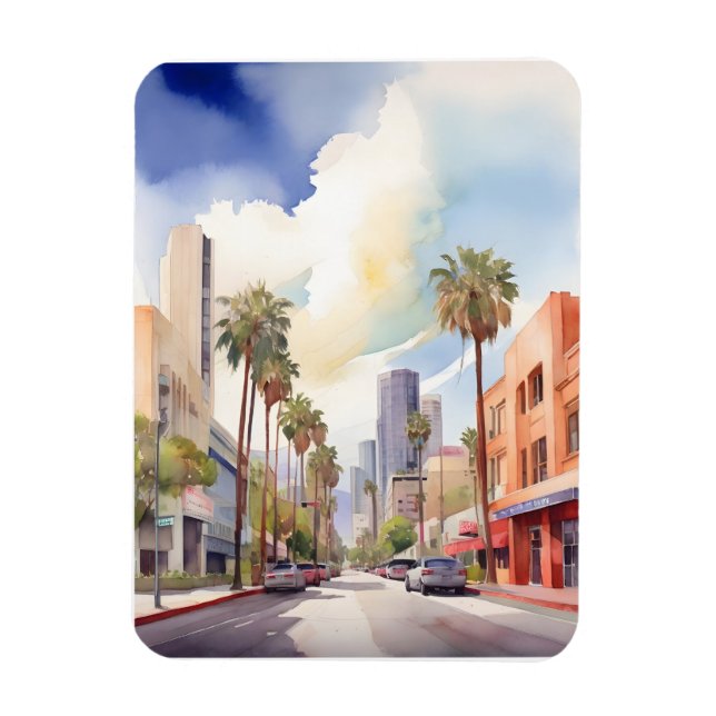 Ímã Arte aquarela de Los Angeles (Vertical)