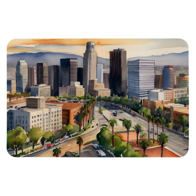 Ímã Arte aquarela de Los Angeles (Horizontal)