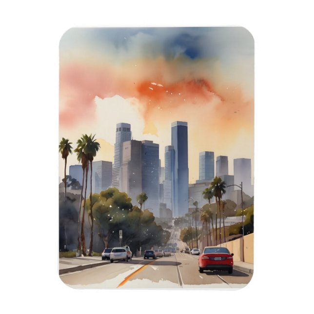 Ímã Arte aquarela de Los Angeles (Vertical)