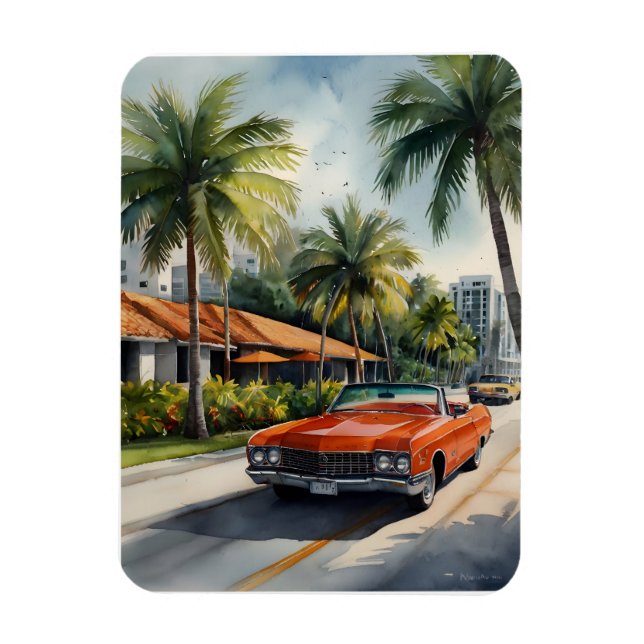 Ímã Arte aquarela de Miami (Vertical)