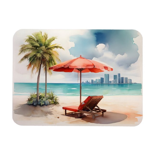 Ímã Arte aquarela de Miami (Horizontal)