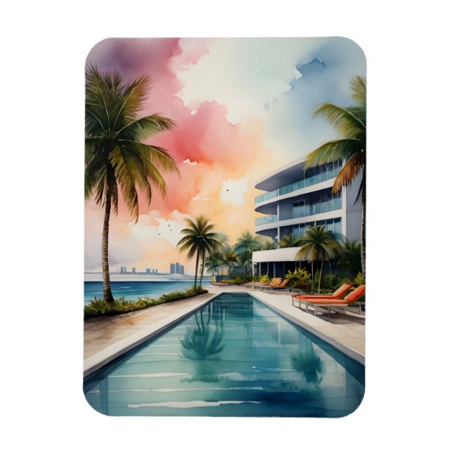 Ímã Arte aquarela de Miami (Vertical)