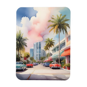 Ímã Arte aquarela de Miami