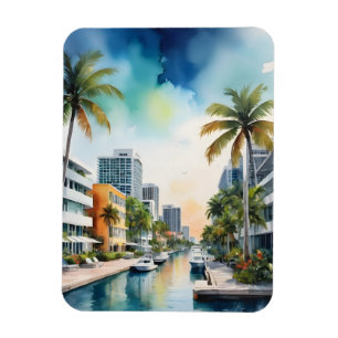 Ímã Arte aquarela de Miami