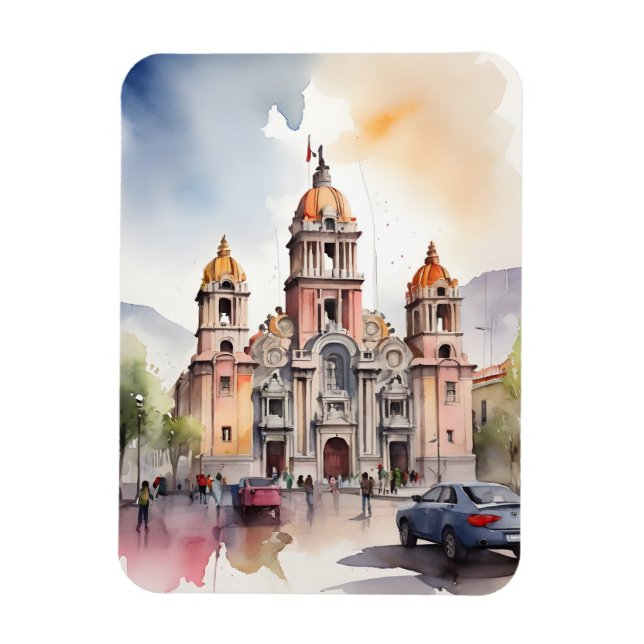 Ímã Arte aquarela do México (Vertical)