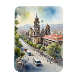 Ímã Arte aquarela do México
