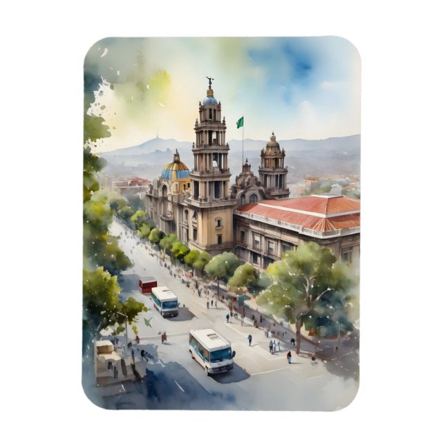 Ímã Arte aquarela do México (Vertical)