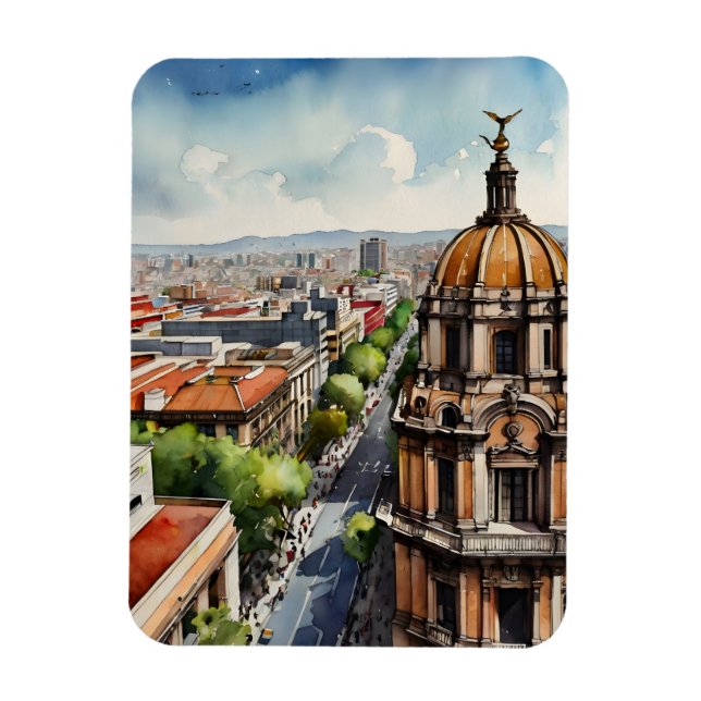Ímã Arte aquarela do México (Vertical)