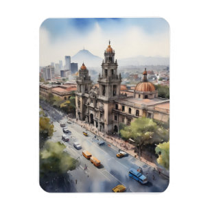 Ímã Arte aquarela do México