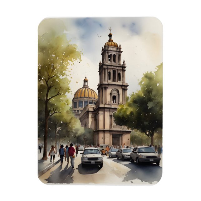Ímã Arte aquarela do México (Vertical)