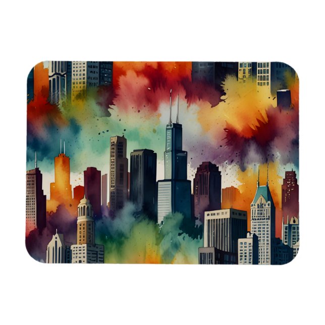 Ímã Arte aquosa de Chicago (Horizontal)
