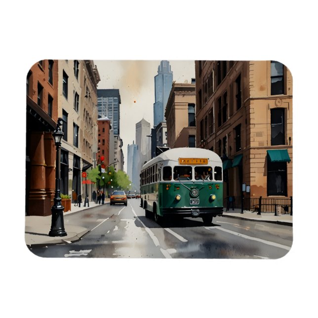 Ímã Arte aquosa de Chicago (Horizontal)