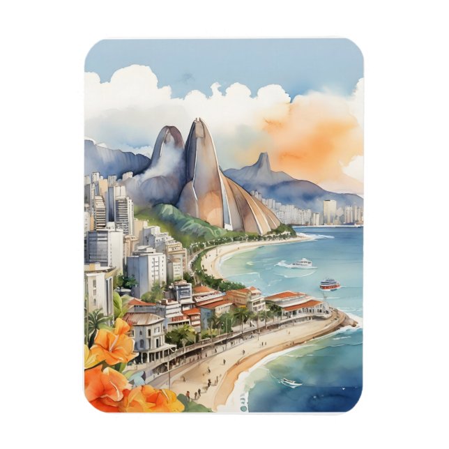 Ímã Arte aquosa do Rio de Janeiro (Vertical)