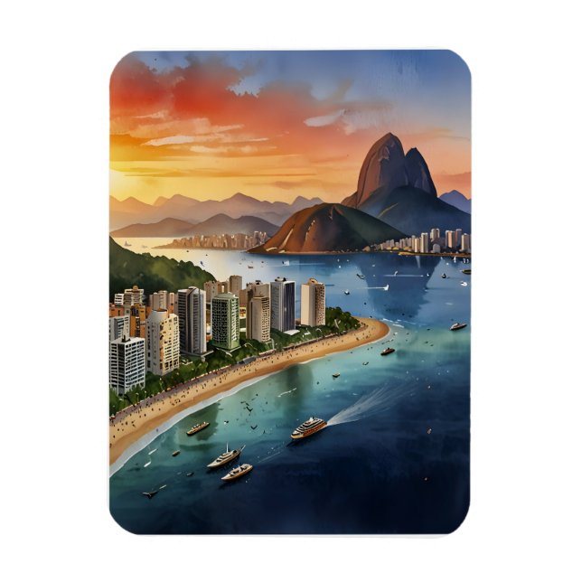 Ímã Arte aquosa do Rio de Janeiro (Vertical)