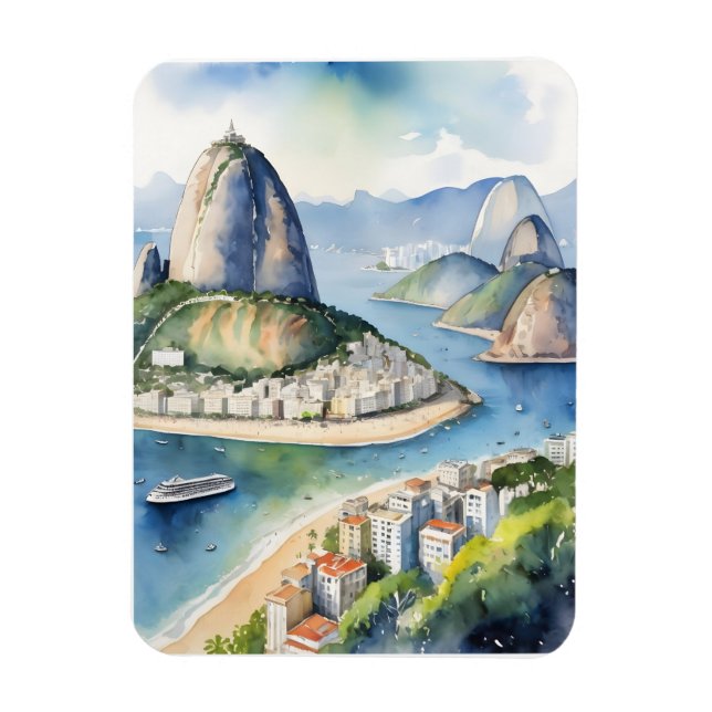 Ímã Arte aquosa do Rio de Janeiro (Vertical)