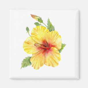 Imã Arte Botânica de Hibiscus Amarelo