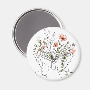 Imã Arte Botânica de Livro em Linhas da Blooms Book