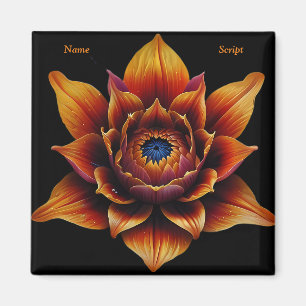 Imã Arte Botânica de Planta Flor Laranja Vibrante