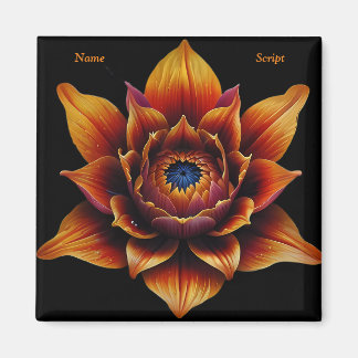 Imã Arte Botânica de Planta Flor Laranja Vibrante