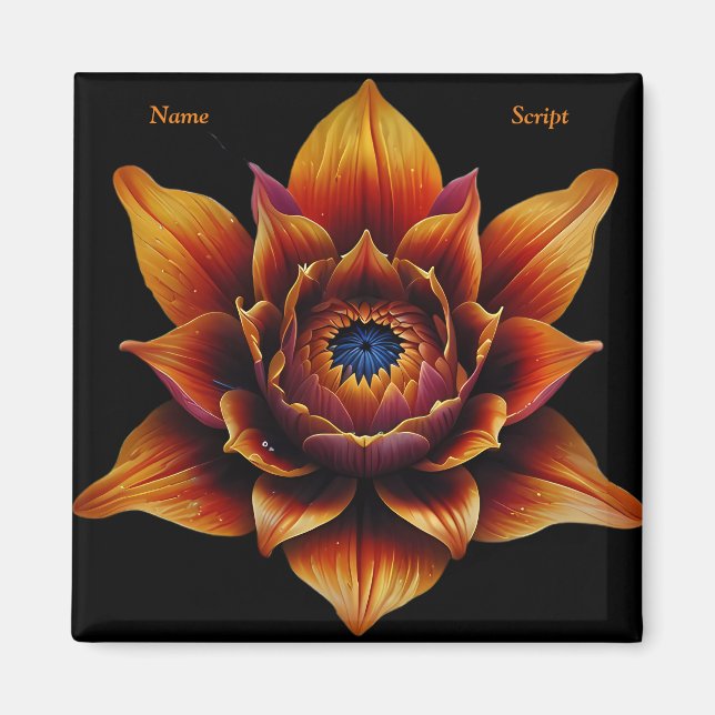 Imã Arte Botânica de Planta Flor Laranja Vibrante (Frente)