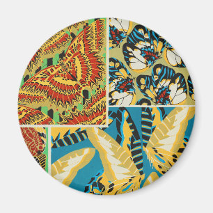 Imã Arte Butterfly Art Deco em Amarelo Vibrante e Azul
