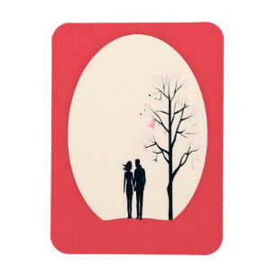 Ímã Arte Casal Romântica Minimalista