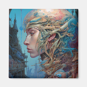 Imã Arte Científica Surreal de Cabeça Biomecânica