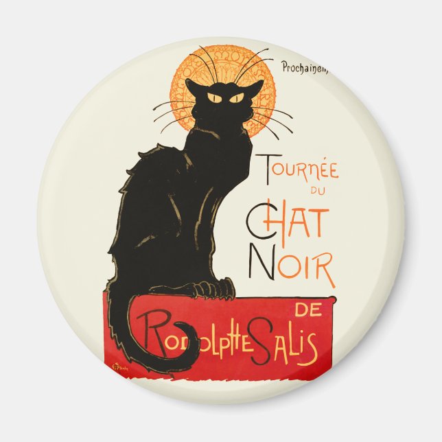 Imã Arte Clássico de Gato Preto de Steinlen (Frente)