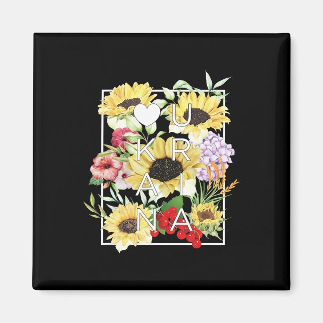 Imã Arte com Palavras das Flores da Ucrânia - Orgulho  (Frente)