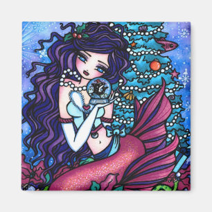 Imã Arte da árvore da sereia da neve do Natal por