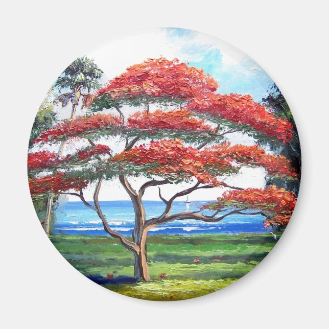 Imã Arte da Árvore Real Poinciana (Frente)