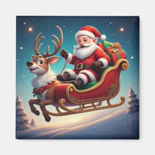 Imã Arte da Carruagem de Natal do Papai Noel e das Ren
