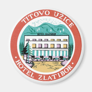 Imã Arte da etiqueta do vintage de Zlatibor do hotel