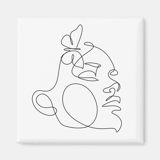 Imã Arte da Linha do Rosto da Mulher (Frente)