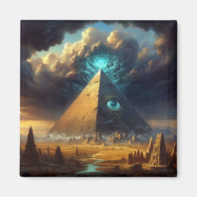 Imã Arte da Pirâmide Azul Mística (Frente)